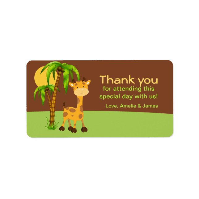 Cute Giraffe Thank you Label Adressaufkleber (Vorne)