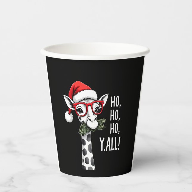 Cute Giraffe With Santa Hat Merry Xmas Giraffe Lov Pappbecher (Vorderseite)