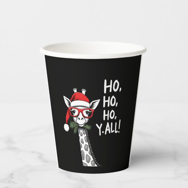 Cute Giraffe With Santa Hat Merry Xmas Giraffe Lov Pappbecher (Vorderseite)