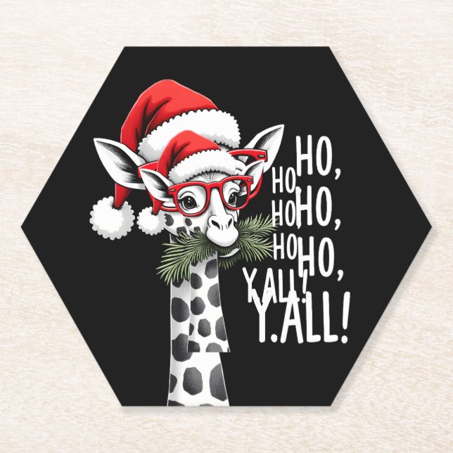 Cute Giraffe With Santa Hat Merry Xmas Giraffe Lov Untersetzer (Vorderseite)