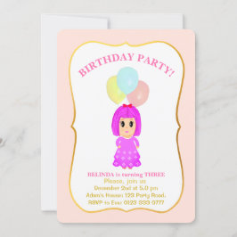 Cute Girl 3e anniversaire Invitation