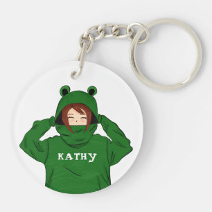 Cute Girl avec Green Frog Hoody Porte - clé de des
