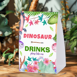 Cute Girl Dinosaur 1st Birthday Party Tischaufsteller