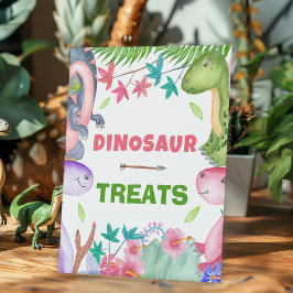 Cute Girl Dinosaur 1st Birthday Party Treats Sockelschild