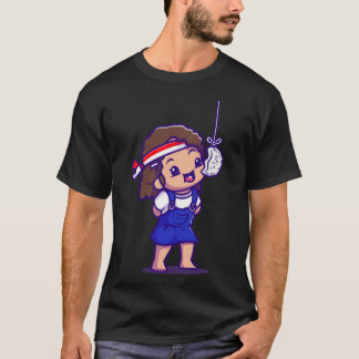 Cute Girl Eating Kerupuk In Indonesian Independenc T-Shirt
