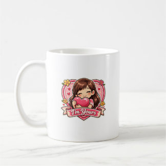 Cute Girl Hugging Heart Mug