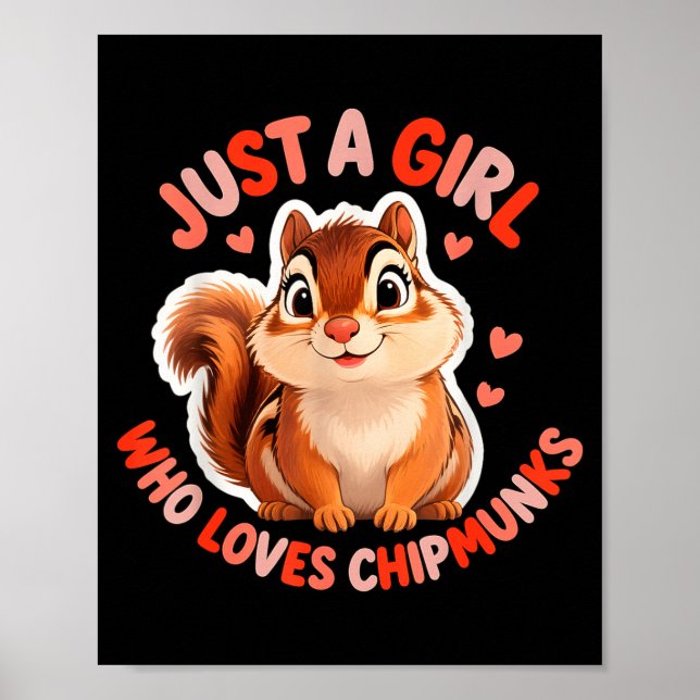 Cute Girl Loves Chipmunks Costume Kids Boys Girls  Poster (Vorne)