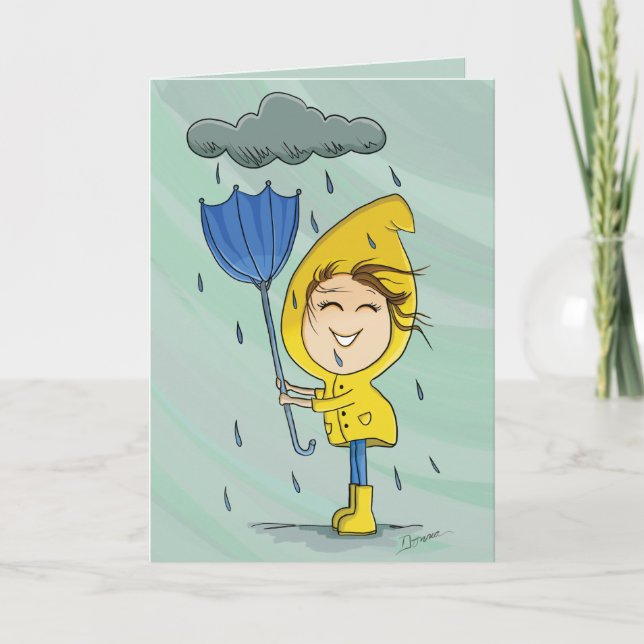 Cute Girl Rainy Windy Day Encouragement graphique (Devant)