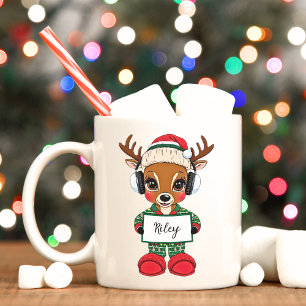 Cute Girl Reindeer Christmas Holiday Mug