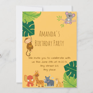 Cute Girl Safari Birthday Party Invitation