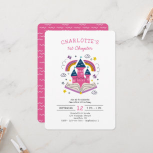 Cute Girl's Pink 1er Anniversaire Fête Invitation