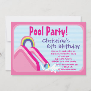 Cute Girls Pool Party Birthday Party Einladung
