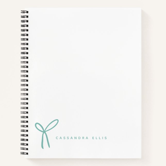 Cute Girly Aqua Ribbon Bow Custom  Notizbuch (Vorderseite)