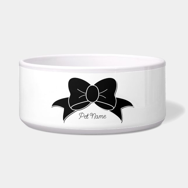 Cute Girly Bow Personalized Pet Napf (Vorderseite)