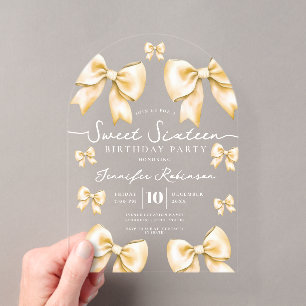 Cute Girly Coquette-Schleife Sweet 16 Geburtstag G Acryleinladungen