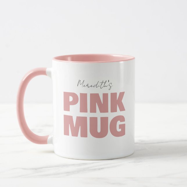 Cute Girly Custom Name Script Personalized Pink Tasse (Links)