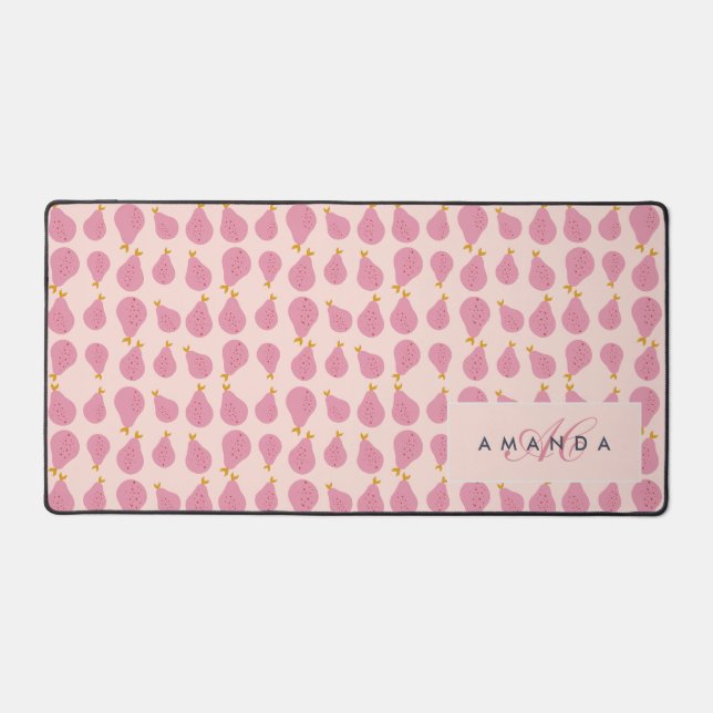 Cute Girly Feminine Pear Monogramme Cadeaux Initia (Recto)