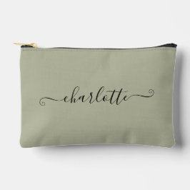 Cute Girly Minimalist Custom Name | Zementgrau Zubehörtasche
