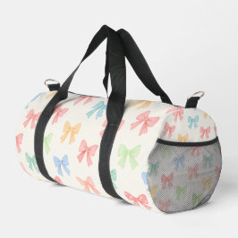 Cute Girly Pastel Coquette Bow Pattern Duffle Bag