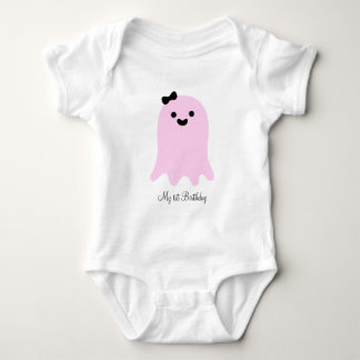 Cute Girly Pink 1st Halloween Ghost Baby Strampler