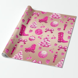 Cute Girly Preppy Pink Christmas Rose Gold Geschenkpapier