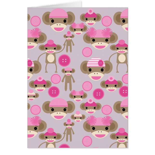 Cute Girly Rose Sock Monkey Girl Motif Collage (Devant)