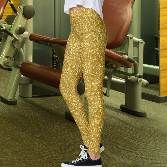 Cute Glam Gold Glitter Sparkles Shiny Yoga Sport Leggings (Von Creator hochgeladen)