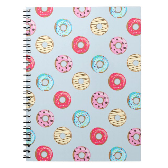 Cute Glazed Donut Pattern Light Blue Notizblock (Vorderseite)
