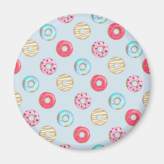 Cute Glazed Doughnut Pattern Light Blue Magnet (Vorne)
