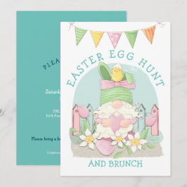Cute Gnome Bunny Easter Egg Hung invitation
