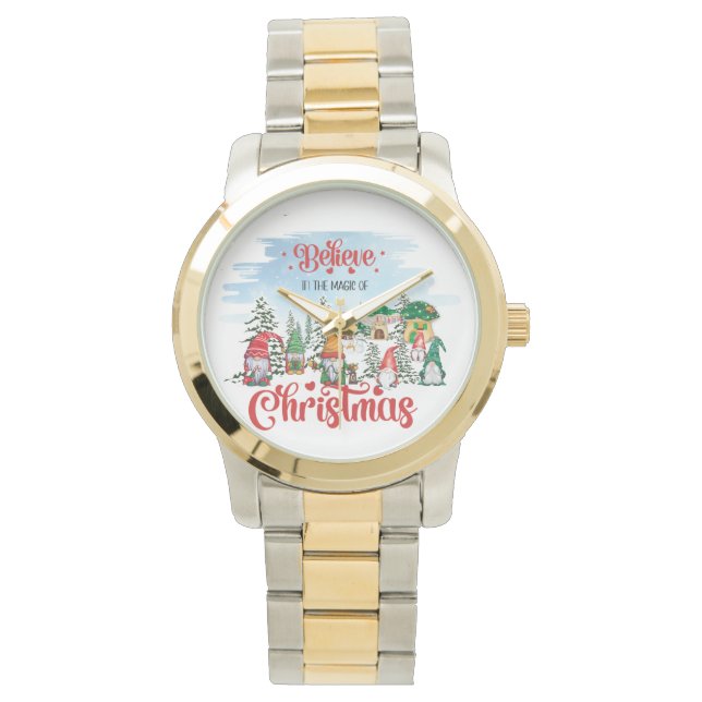Cute Gnome Celebrating Christmas Holiday Armbanduhr (Vorderseite)