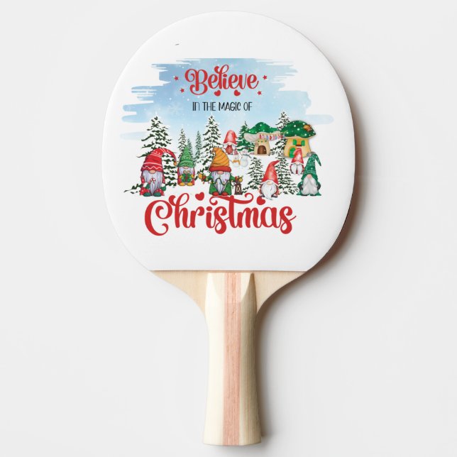 Cute Gnome Celebrating Christmas Holiday Tischtennis Schläger (Vorderseite)
