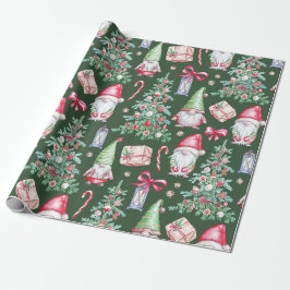 Cute Gnome Christmas Tree Holiday Pattern Gift Wra Geschenkpapier