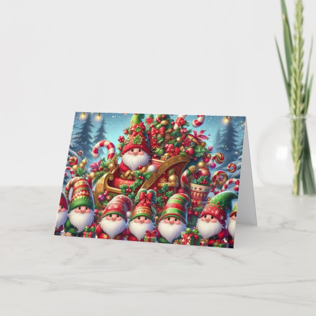 Cute Gnome Family Christmas Feiertagskarte (Vorderseite)