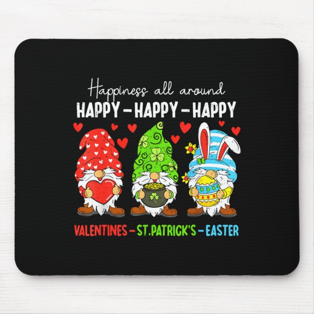 Cute Gnome Happy Valentines St Patricks Easter Hol Mousepad (Vorne)