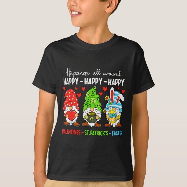 Cute Gnome Happy Valentines St Patricks Easter Hol T-Shirt (Vorderseite)