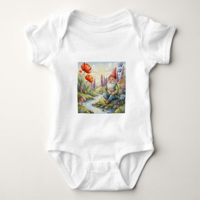 Cute gnome hedgehog custom baby bodysuit strampler (Vorderseite)