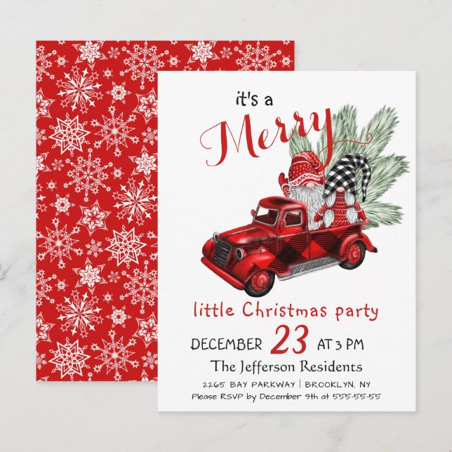 Cute Gnomen Merry Little Christmas Party Card Postkarte (Vorne/Hinten)