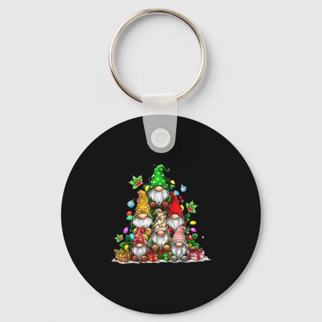 Cute Gnomes Christmas Tree Lights Gnomies Gnome Xm Schlüsselanhänger (Vorderseite)