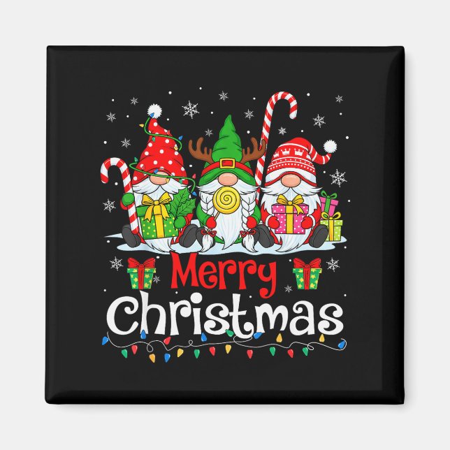 Cute Gnomes Merry Christmas Light Family Gnome Xma Magnet (Vorne)