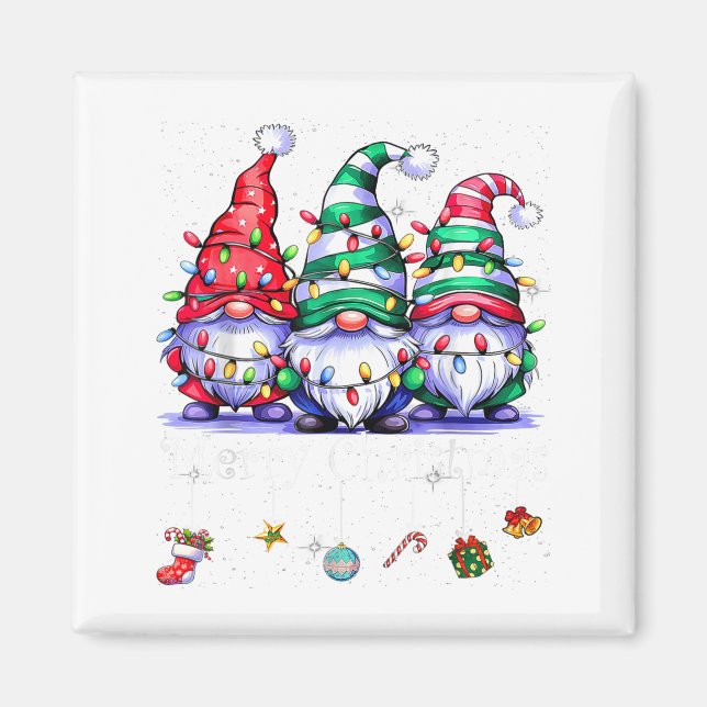 Cute Gnomes Merry Christmas Light Family Gnome Xma Magnet (Vorne)