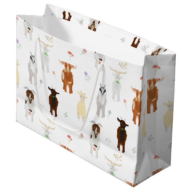 Cute Goats Farm Animals Große Geschenktüte (Vorderseite Schrägansicht)