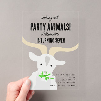 Cute Goats Farm Party Animals Goat Birthday Theme Acryleinladungen