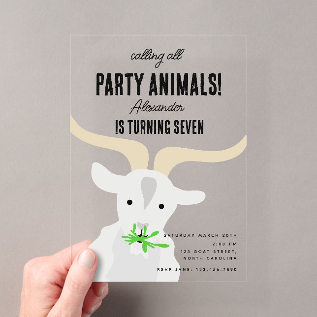 Cute Goats Farm Party Animals Goat Birthday Theme Acryleinladungen (Insitu (Handheld))