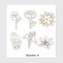 Cute Gold Abstract Flowers Part2 Aufkleber