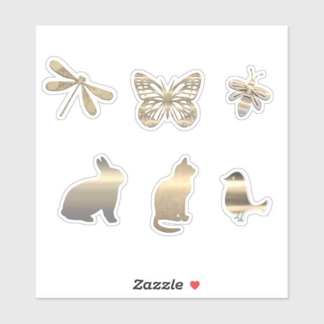 Cute Gold Animals Insects  Aufkleber (Blatt)
