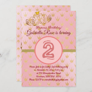 Cute Gold Crowns Invitation de fête d'anniversaire