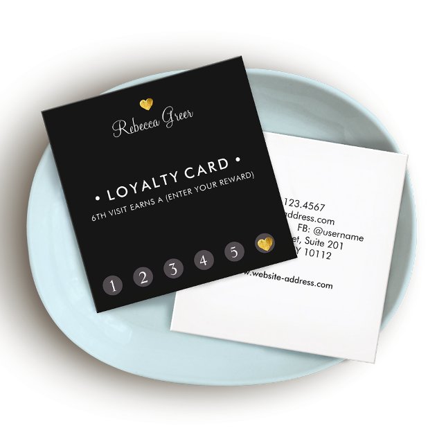 Cute Gold Heart 6 Punch Client Carré de fidélité (Créateur téléchargé)