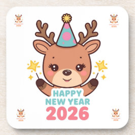 cute gold reindeer new year 2026 coaster set getränkeuntersetzer