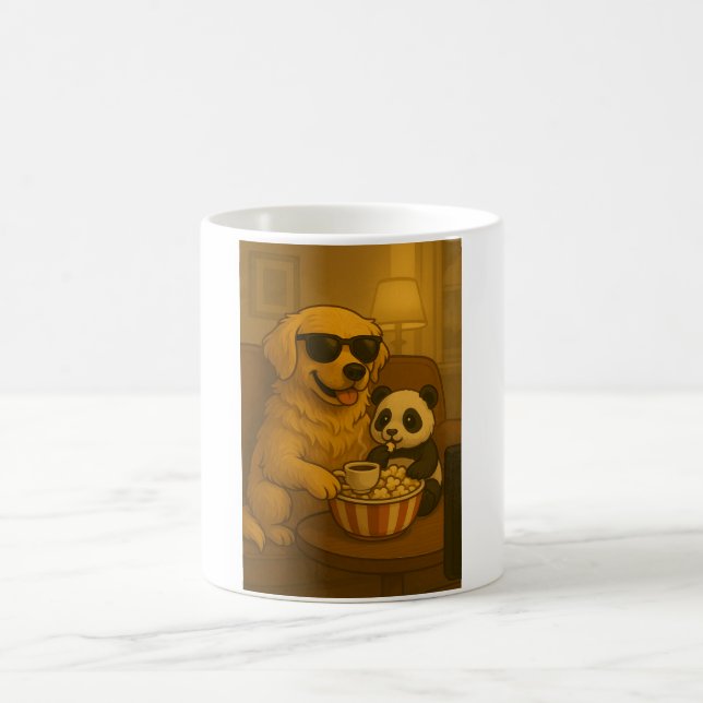 Cute Golden Retriever and Panda Kaffeetasse (Mittel)